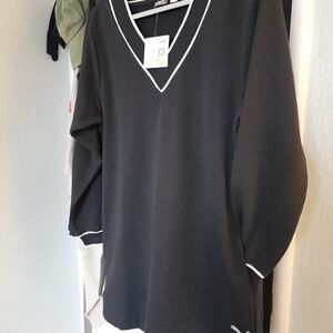 Puma Women's Black V-Neck Sweater with White Accents